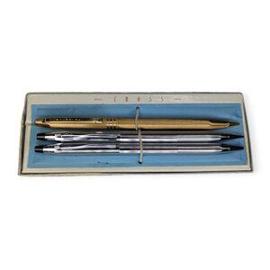 Vintage Cross Gold Tone Centennial and Chrome Silver Mechanical Pencil Set of 3